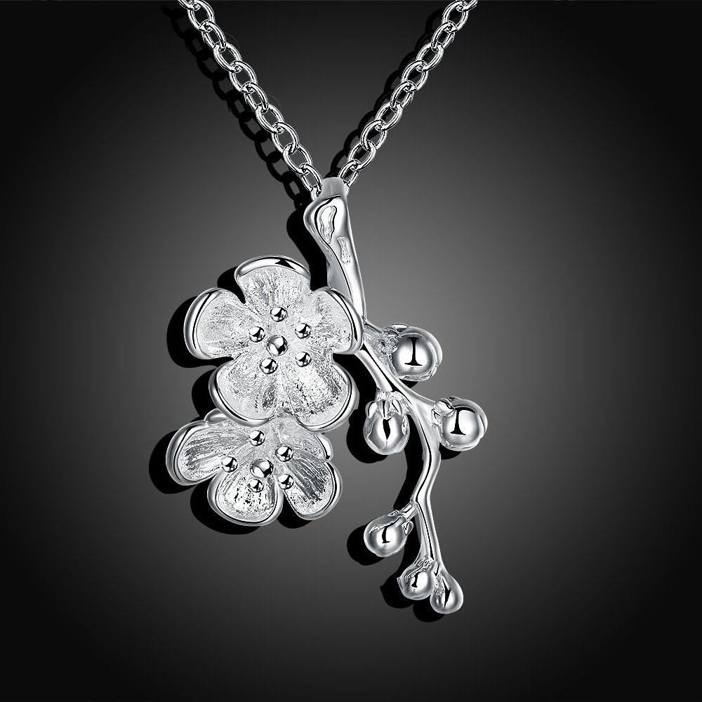925 Sterling Silver Cherry Blossom Flower Necklace NS2 925 silver jewelry supplier china