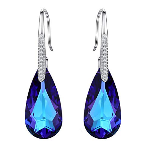 925 Sterling Silver Crystals Teardrop Hook Dangle Earrings Wholesale in China
