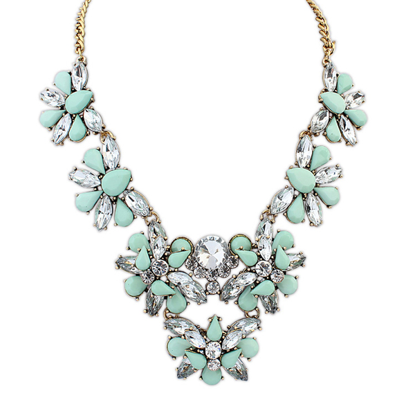 Large acrylic bead necklace clear fashion crystal necklace mint vogue accessories young lady necklaces