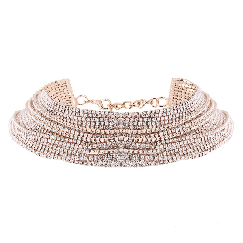 Trendy Best Gift Charm Layering Diamond Choker Necklaces Multi Rows Rhinestone Chokers Jewelry For Ladies Austrian Rhinestone Fit Fashion Jewelry, DIY Women Jewelry