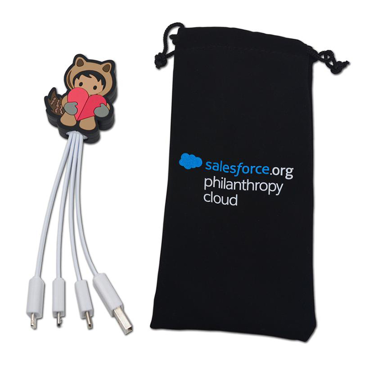 Brand logo custom made human shaped soft pvc multi 4-in-1 usb charger cable