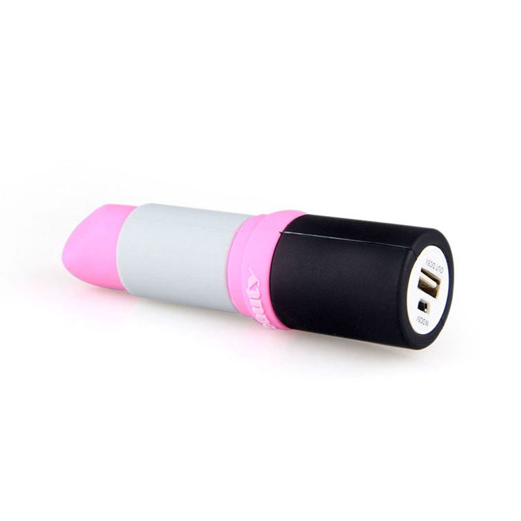 Branded logo lipstick promotional pvc personalizd portable power bank charger