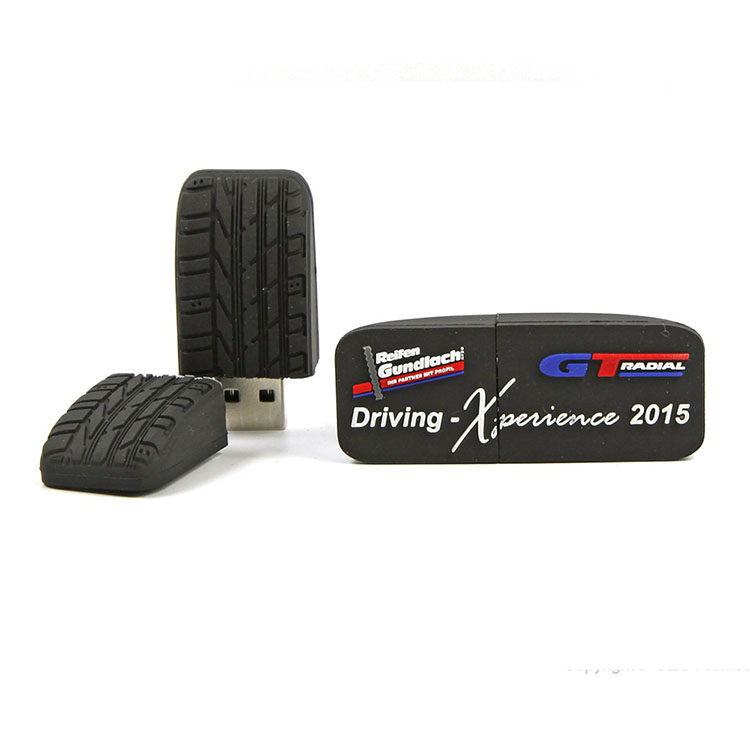 Bulk custom tyre design branded logo pvc usb 2.0 flash drives for promo gift