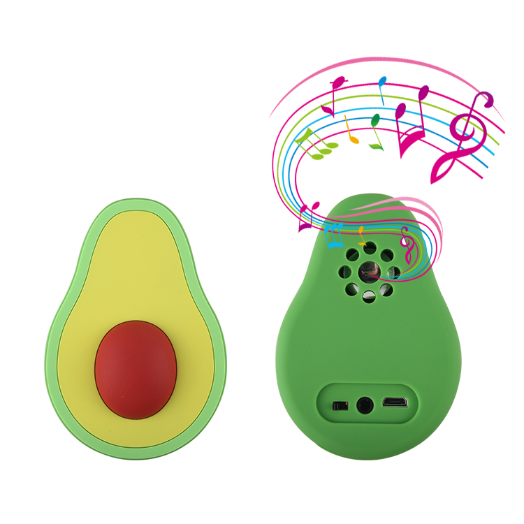 Kundenspezifische 2D Frucht Avocado geformte Silikon PVC Bluetooth drahtlose Lautsprecher