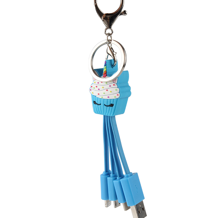 Kundenspezifisches Logo Eiscreme geformt Multi Telefon PVC-USB-Ladekabel