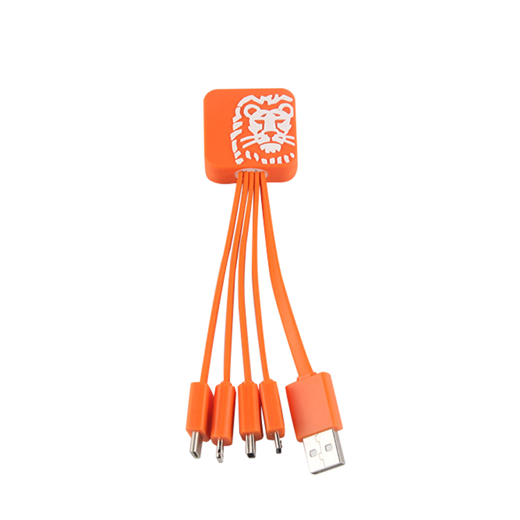 Customized Lion Made Multiple 4 in 1 USB Charger Cable For Corporate Gift