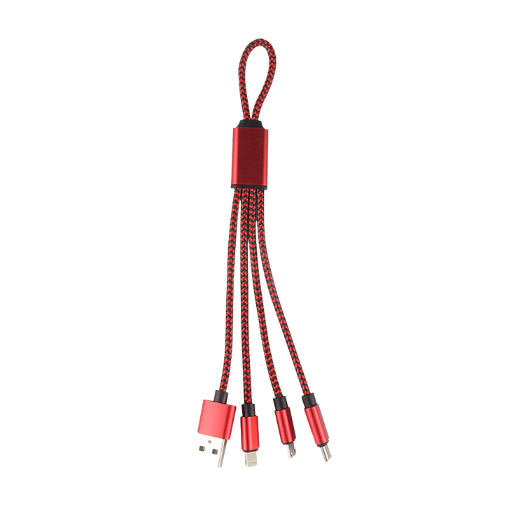 Câble de charge micro usb en nylon tressé 4 en 1 avec logo personnalisé