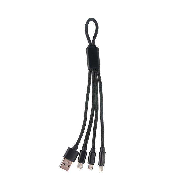 Nylon-geflochtenes, schnelles 3-in-1-Micro-USB-Ladekabel mit individuellem Logo
