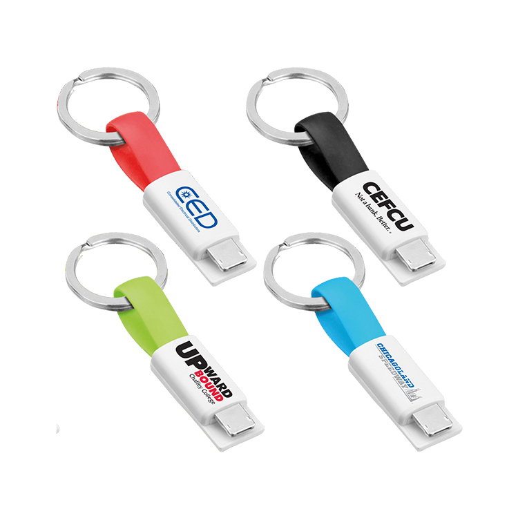 Promotional 2 in 1 magnetic keychain usb charging cable with logo design