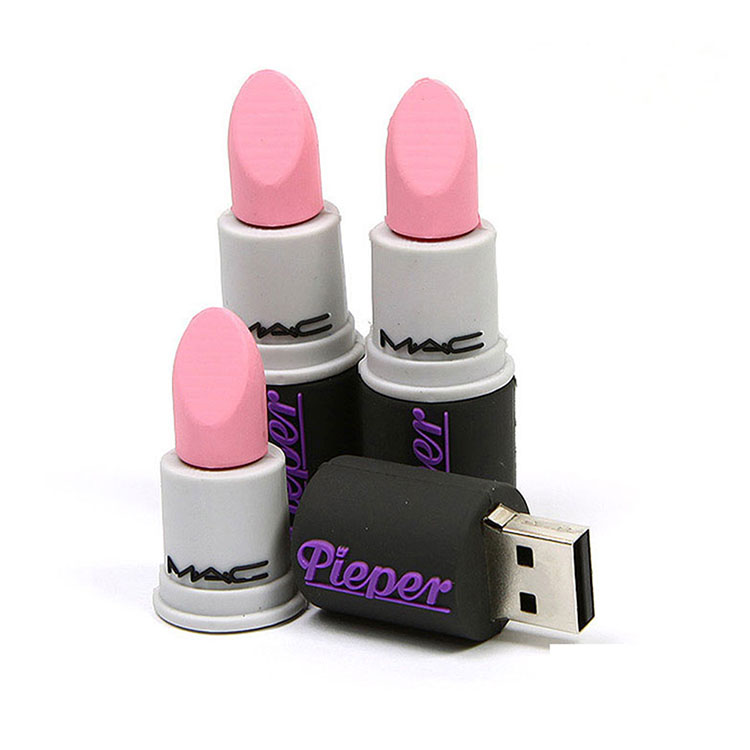 Wholesale 8gb 32gb bulk personalized lipstick pvc flash drives with logo imprint