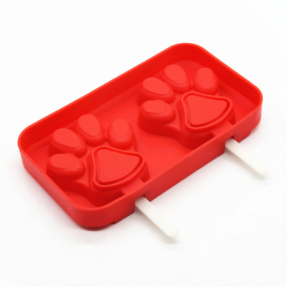 2 Cavities Paw Silicone Ice Pop Mold with Lid, 4 Pack Silicone Ice Cream Chocolate Mold
