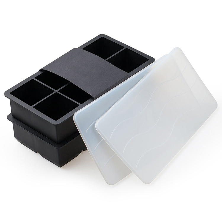 2 Inch Giant Silicone Ice Cube Tray with lid, Square silicone ice tray, Jumbo Silicone Ice Tray for Whisky