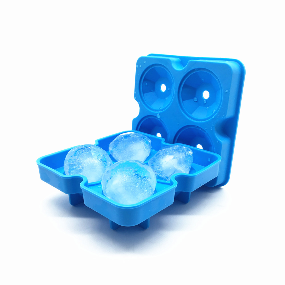 2017 Nuovo arrivo! Vassoio per stampi cubo di ghiaccio in silicone con 4 cavità e mini imbuto