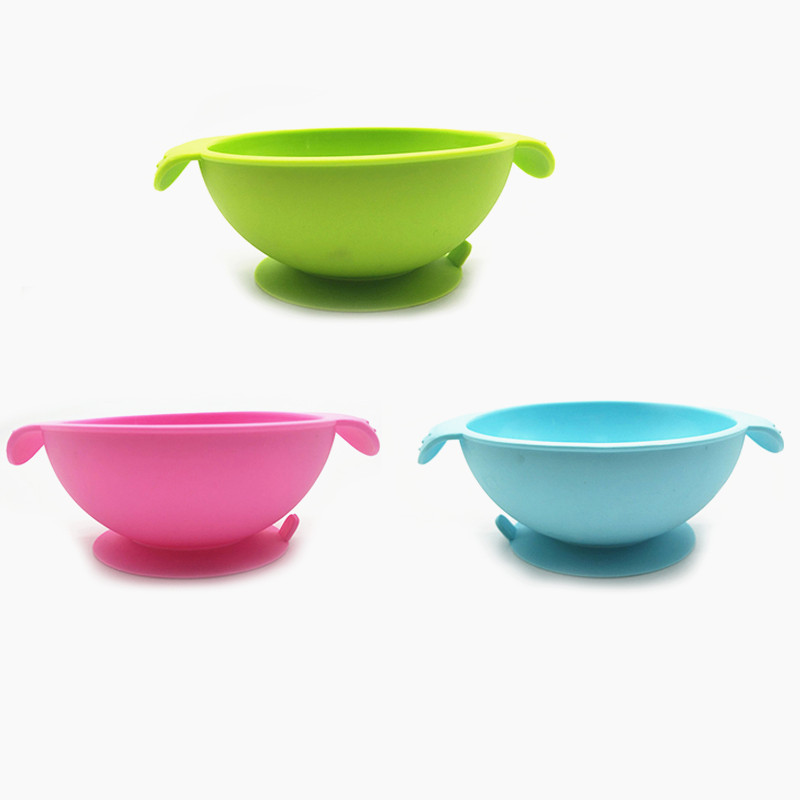 2018 NEW Design 100% Food Grade Tableware Silicone kids feeding Bowl with Handles