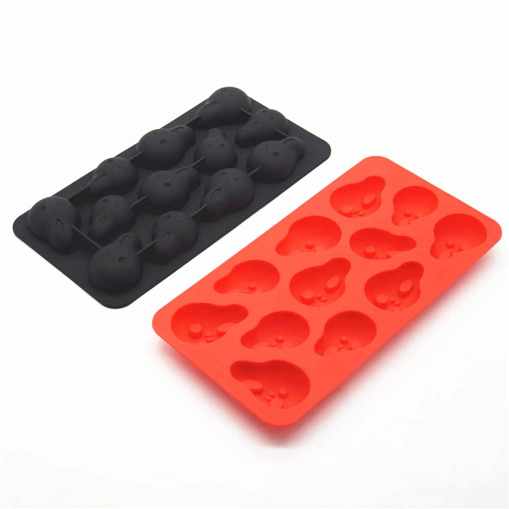 Bandeja de gelo de silicone flexível 3D, BPA Free 12 Cavity Screaming Skull Silicone Ice Cube Tray Mold Maker