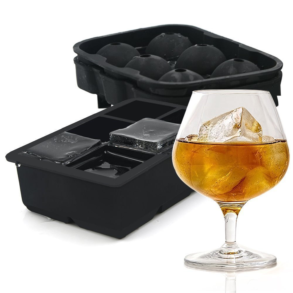 6 Hohlraum Jumbo Square Ice Tray, 2 Pack Ice Cube Trays Silikon Sphere Ice Moulds Ice Ball Maker Tray für Whisky