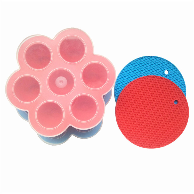 7 holte Instant Pot Silicone Egg Bite Mold, FDA Silicone babyvoeding opbergvak met pannenlap