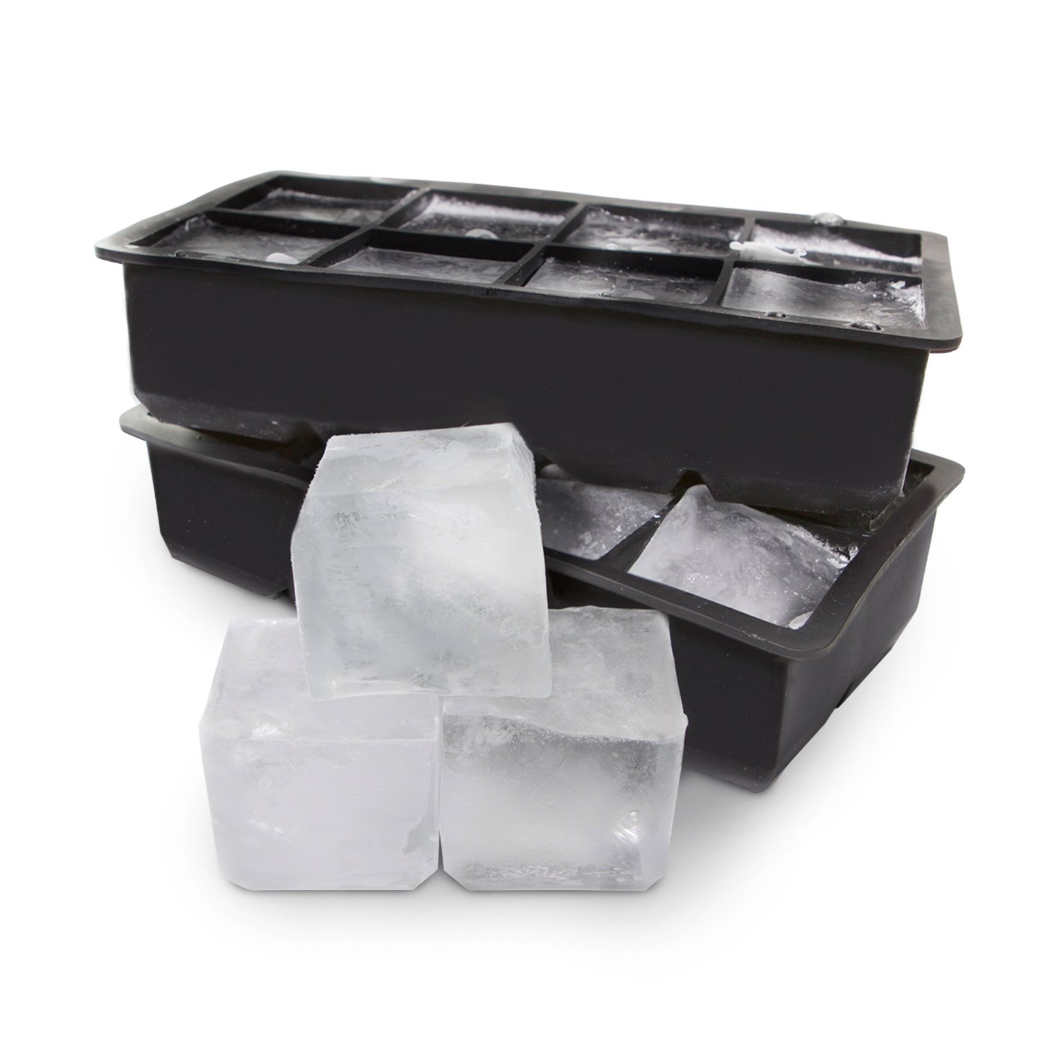 8 Cavity Jumbo Grande bandeja de gelo quadrada Bandeja de cubo de gelo de silicone FDA, bandeja de cubo de gelo, bandeja de gelo de silicone