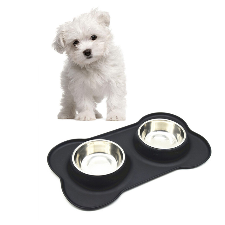 Amazon Hot ! Removable Stainless Steel Dog Bowl With No Spill Non-Skid Silicone Mat , Pet Bowl For Dogs Cats and Pet
