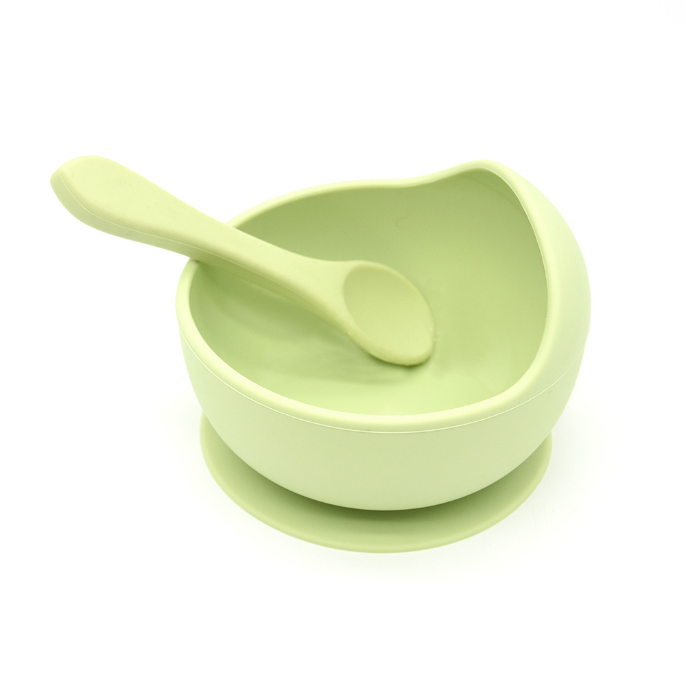 BHD 100% Food Grade Non Toxic BPA Free Toddler First Stage Self Feeding Set Suction Silicone Baby Bowl