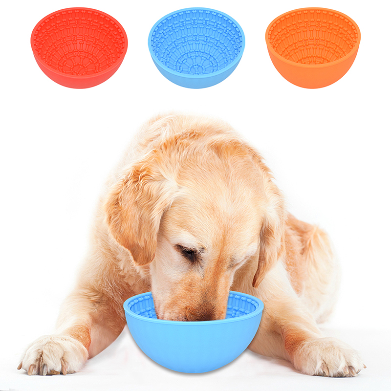 Venta al por mayor Perro en relieve diseño de hueso Alimentador lento Tazón de perro Prevención de asfixia  Silicona Perro Pet Tazón Pet