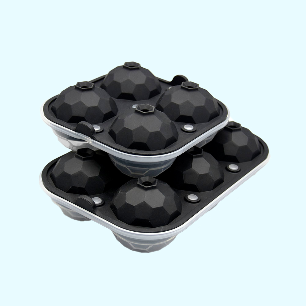 BHD Wholesale Football Design 6 Cavity Ice Ball Maker  Food Grade Silicone Ice Ball Mold Slow Melting Silicone Ice Maker
