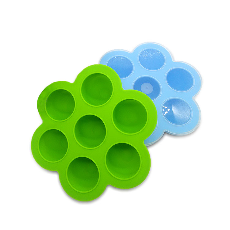 BPA Ücretsiz 7 boşluk silikon bebek maması depolama kapları, bebek için gıda saklama kutusu