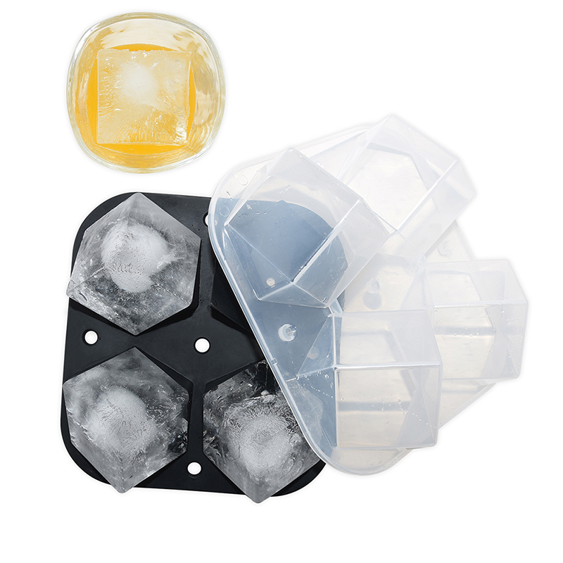 BPA Free Factory Manufacture Ice Cube Tray High Quality Novelty Design 4 Cube  2" Jumbo Ice Cube Mold Maker