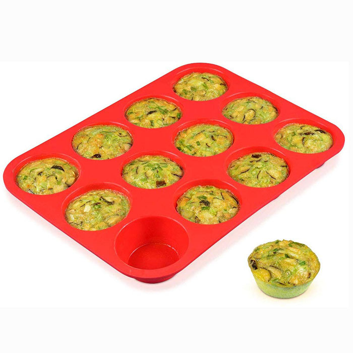 Plateau de cuisson pour muffins ronds en silicone antiadhésif, sans BPA, de grande capacité