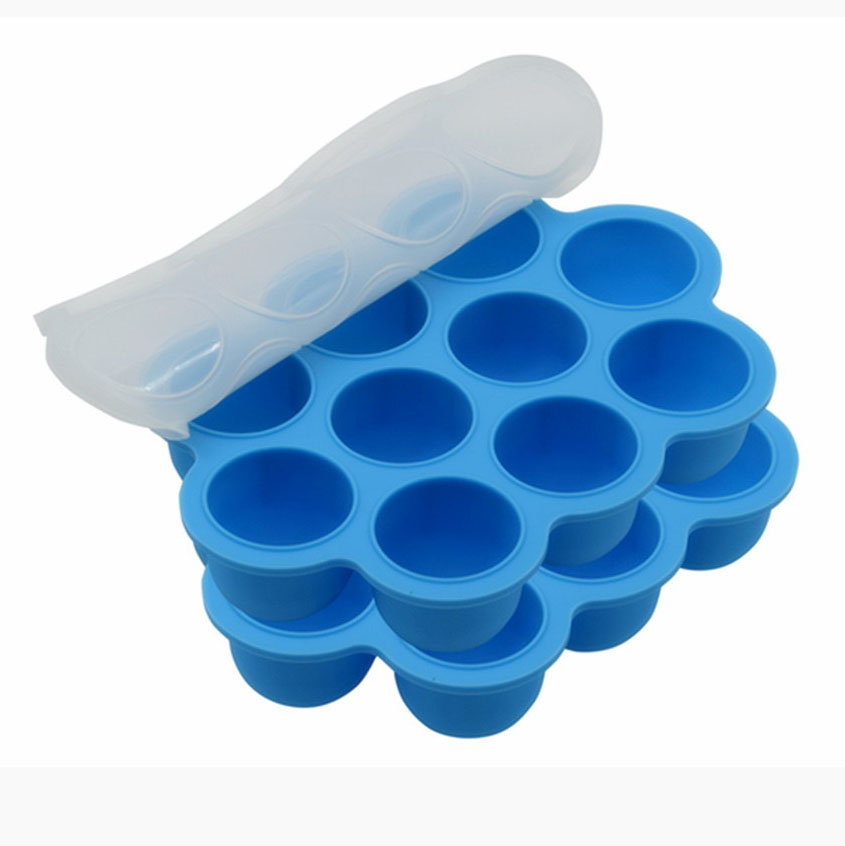 BPA FREI Silikon Babynahrung Vorratsbehälter, 10 Hohlraum Babynahrung Tablett mit Clip Auf Deckel