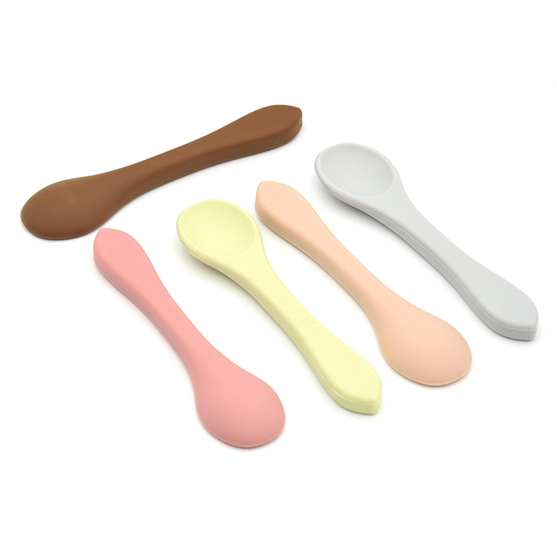 Benhaida Baby Led Weaning spoon and fork silicone Food Grade Soft Unbreakable Toddler silicone baby fork and spoon