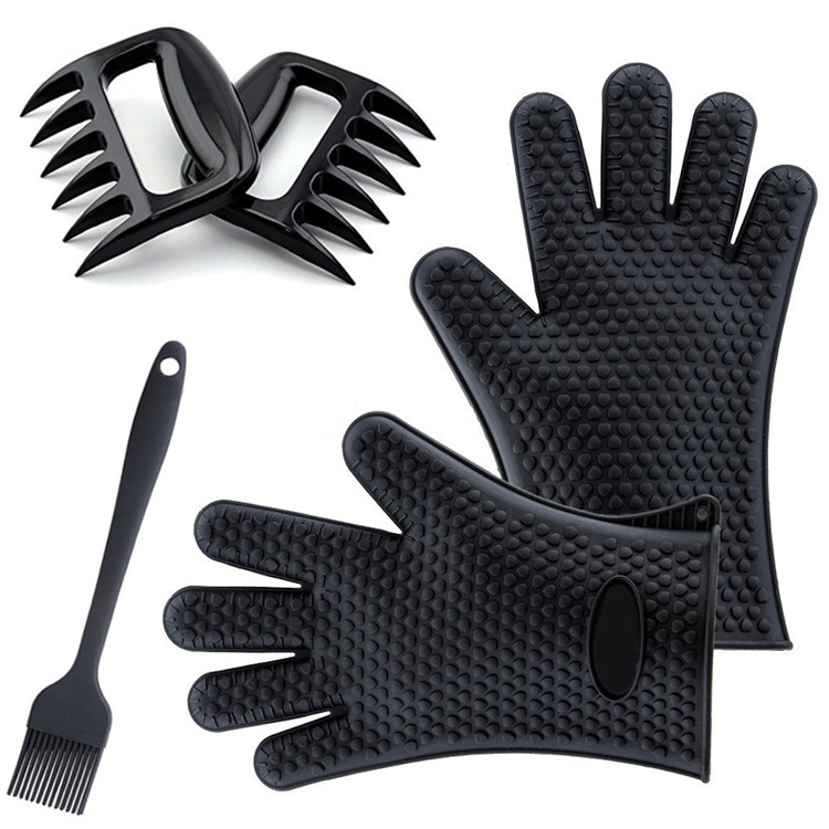 Les meilleurs gants de garniture résistant à la chaleur polyvalents avec une griffe de viande | Mitaines de sol en silicone isolées pour griller