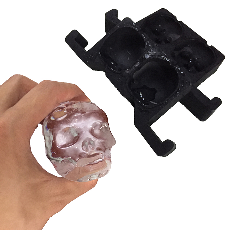 Kristallklare Silikon-Eisschädelform, transparenter Eis-Schädel-Hersteller mit Wärmedämmungs-Schaum