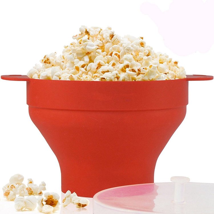 Vaatwasser Veilige Magnetron Popcorn Popper Met Deksel, BBA Gratis Silicone Popcorn Maker