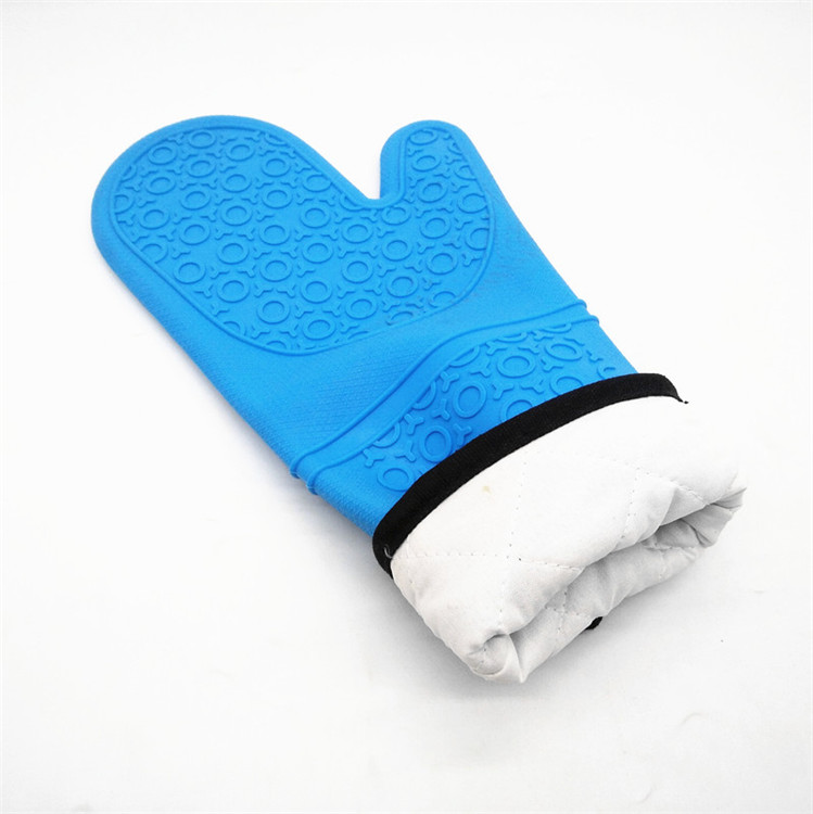超长的专业硅胶手套与棉衬里，1对热保护烹饪手套