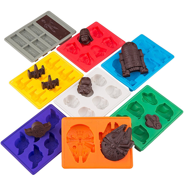 FDA和欧盟标准8套星星大战硅胶巧克力和糖果模具和硅胶冰块托盘