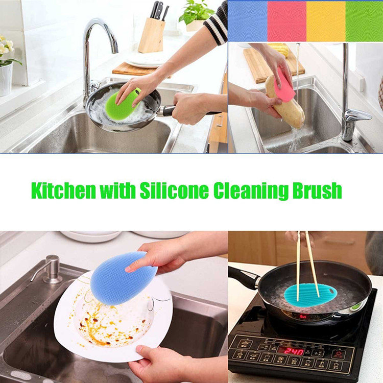 Factory Creative Multifunctional Antibacterial Silicone Washing Brush,silicone dish sponge Multi-purpose Cleaning Fruit Washer / Vegetable Cleaner