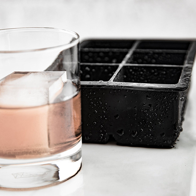 Fábrica directa de silicona de grado alimenticio 6 cavidad de 2 pulgadas de molde de cubo de hielo, molde de cubitos de hielo para bebidas whisky