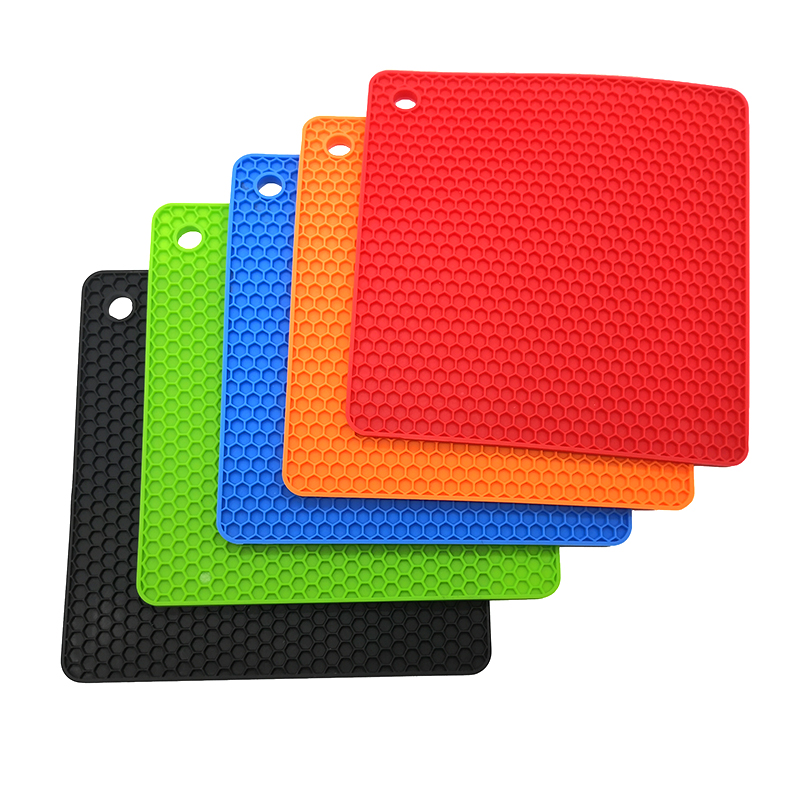 Factory-Direct Silicone Hot Pad Reusable Square Honeycomb Pattern Trivet Mat Pot Hold