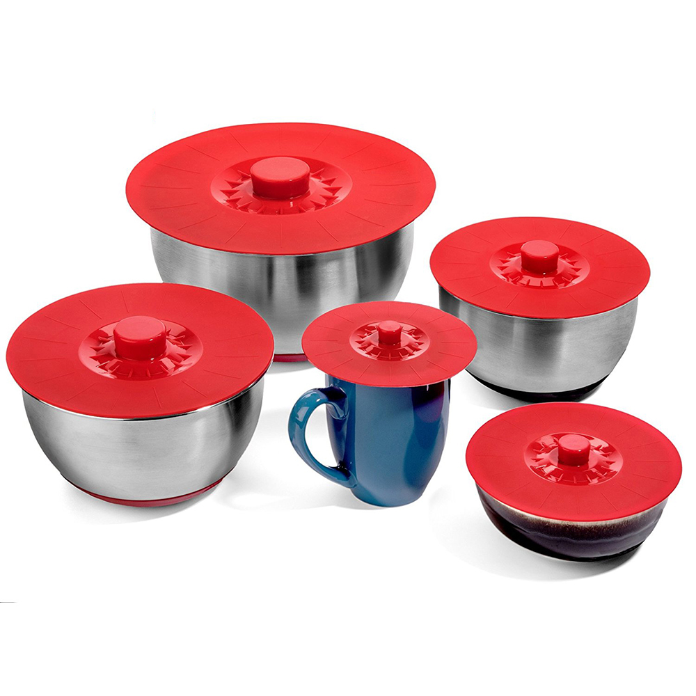 Ensembles d'alimentation d'usine de 5 couvercle de pot Set BPA Silicone Pot couvercle / Silicone Pot couvercle / Silicone couvercles Set pour bol