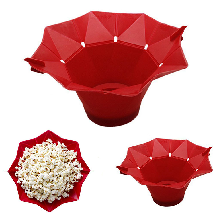 Foldable Silicone Microwave Popcorn Popper / Popcorn Maker Factory, Collapsible Popcorn Bowl Supplier