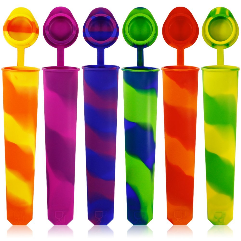 Food Grade Silicone Ice Pop Mold Set, Popsicles Mould with Lid Ice Cream Makers Push Up Jelly Lolly Pop For Popsicle