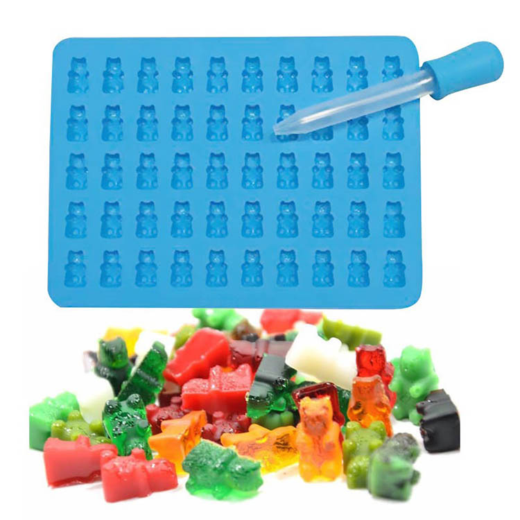 ガミベア（Gummy Bears）BPAフリーシリコンモールド3個セット/使いやすいチョコレートキャンディモールドとアイストレイ