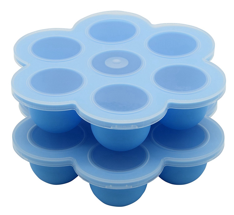 Gezonde 7 Cavity FDA Silicone Baby Food Storage Containers, BPA Free Silicone Baby Freezer Trays Met Deksel