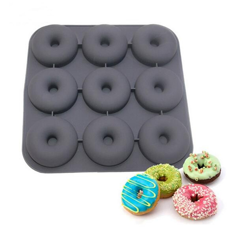 新款9孔甜甜圈盘硅胶松饼甜甜圈烘焙模具