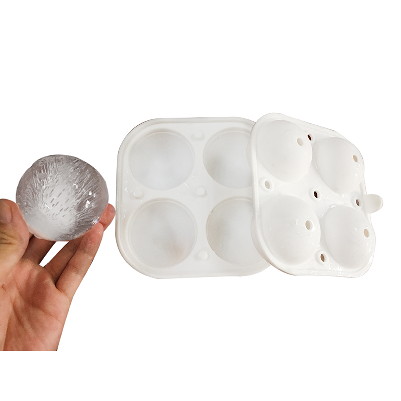 新设计4包紧凑型硅胶冰球制造商，易于取2英寸冰球模具