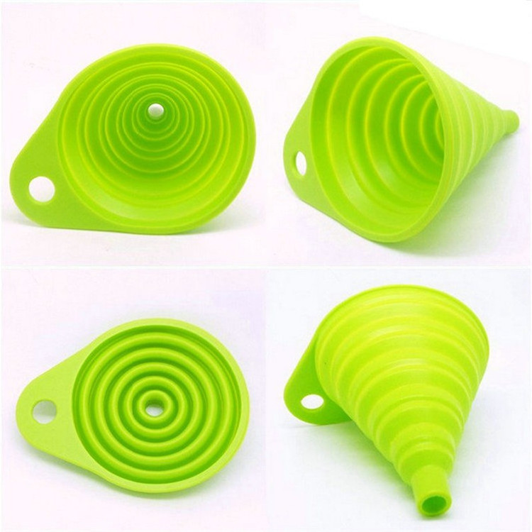 Nouvel entonnoir pliant entonnoir-Silicone pliable en silicone coloré de qualité alimentaire de conception