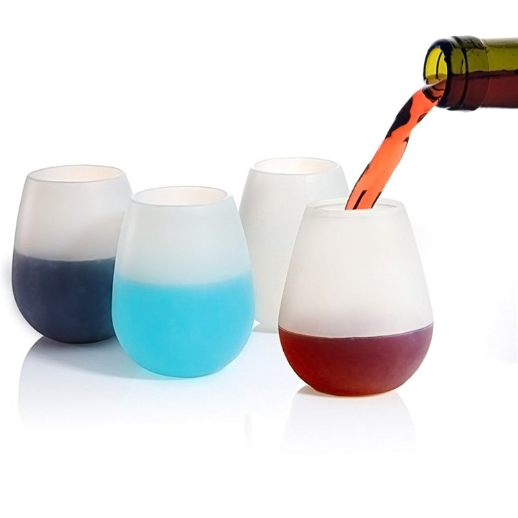 Yeni moda tanıtım renkli silikon şarap cam, silikon şarap içme bardak