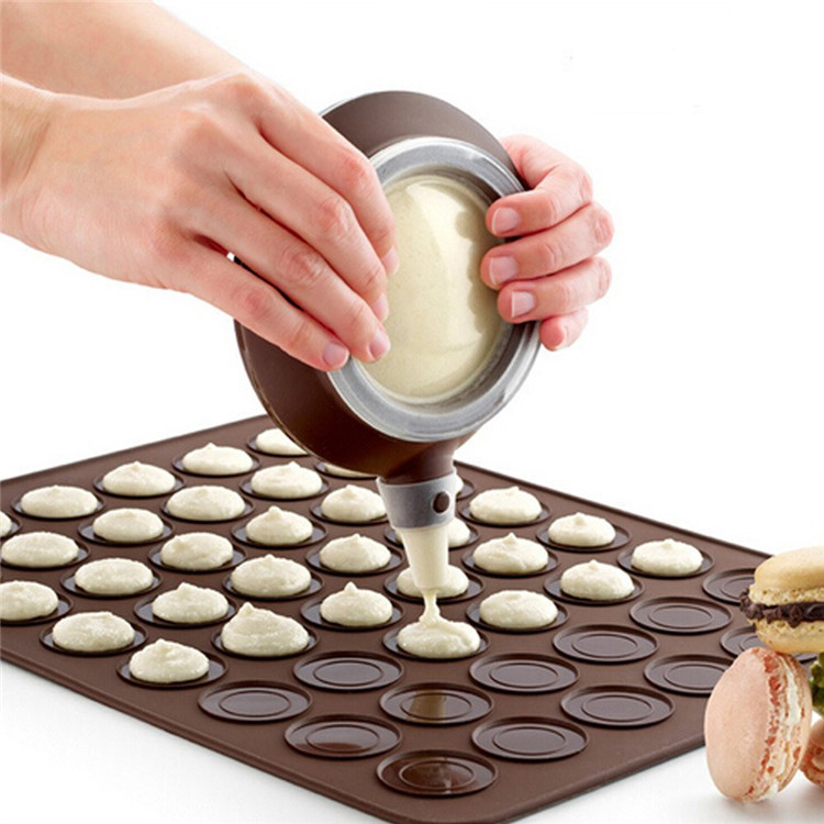Macarrão antiaderente Macaron, FDA Aprovado Cookie de silicone Conjunto de assar Macaron com bicos de tubulação