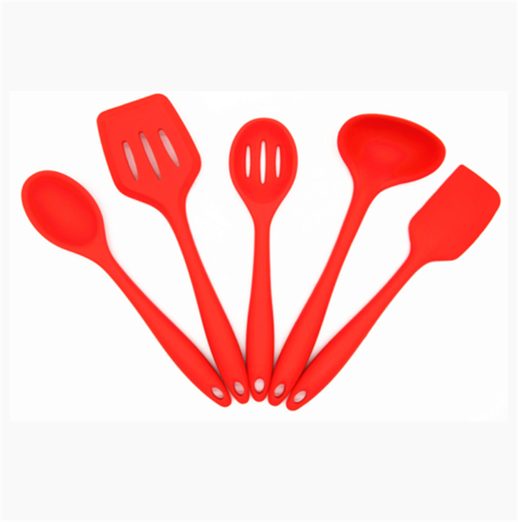Set di utensili da cucina in silicone colorato, cucina utensile resistente al calore 5 pezzi